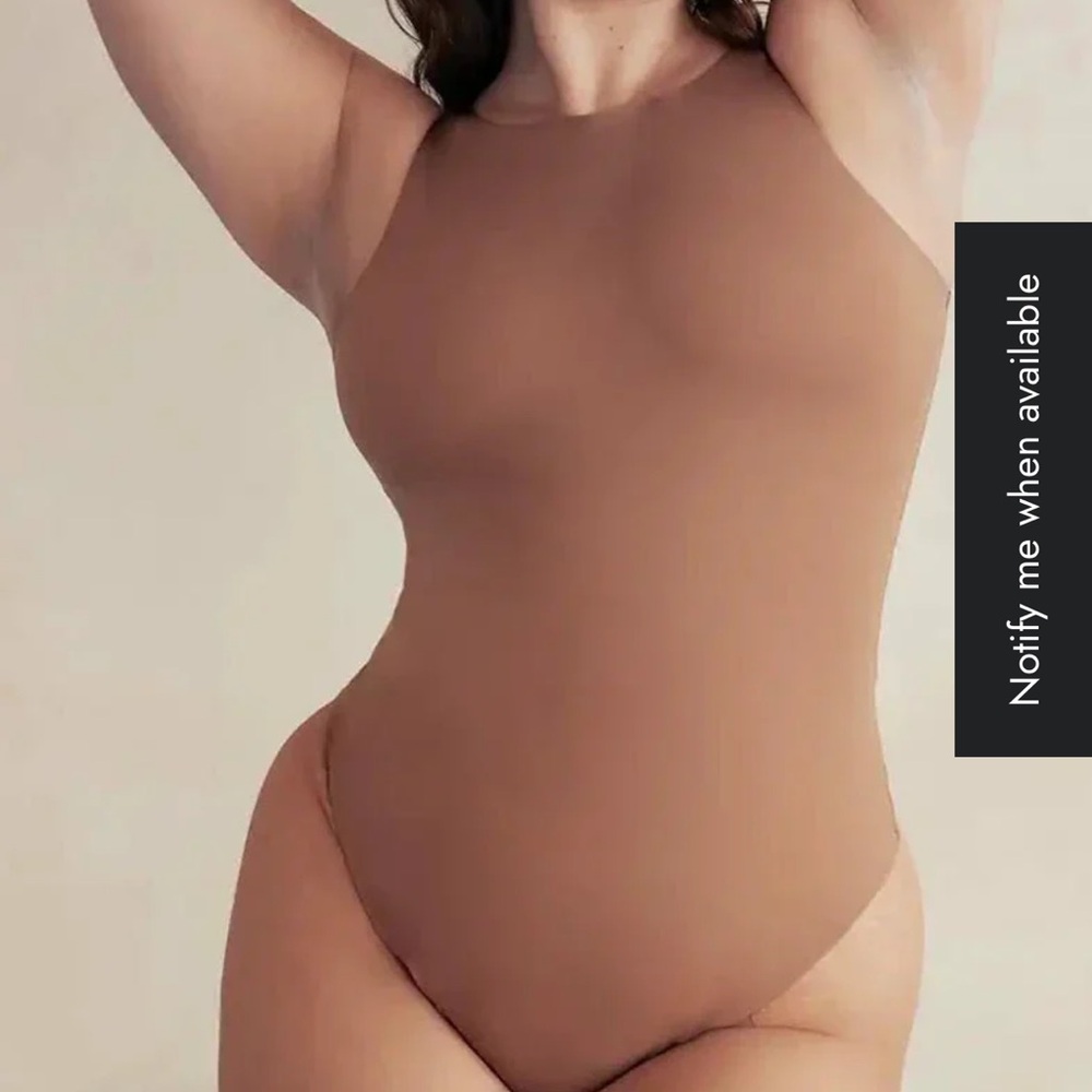 High neck hourglass  Brown Shapewear Bodysuit